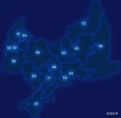 echarts咸宁市赤壁市geoJson地图圆形波纹状气泡图